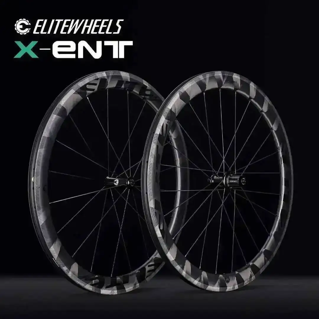 

ELITEWHEELS 700c Новый продукт Карбоновая колесная пара для шоссейного велосипеда X WEAVE Finish Диски Бескамерные готовые прямые ступицы для гоночного велосипеда