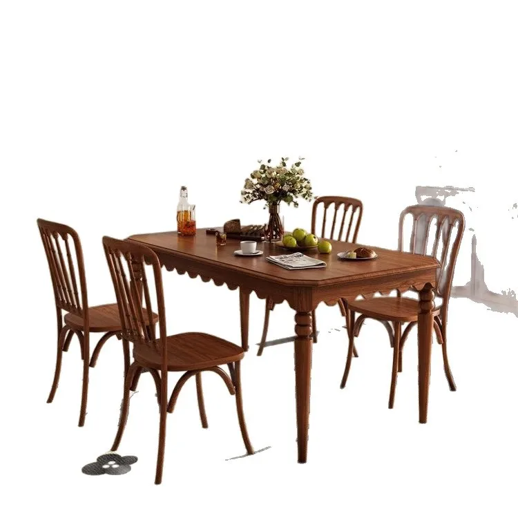 

Household dining table, solid wood combination dining table and chairs, small apartment American style