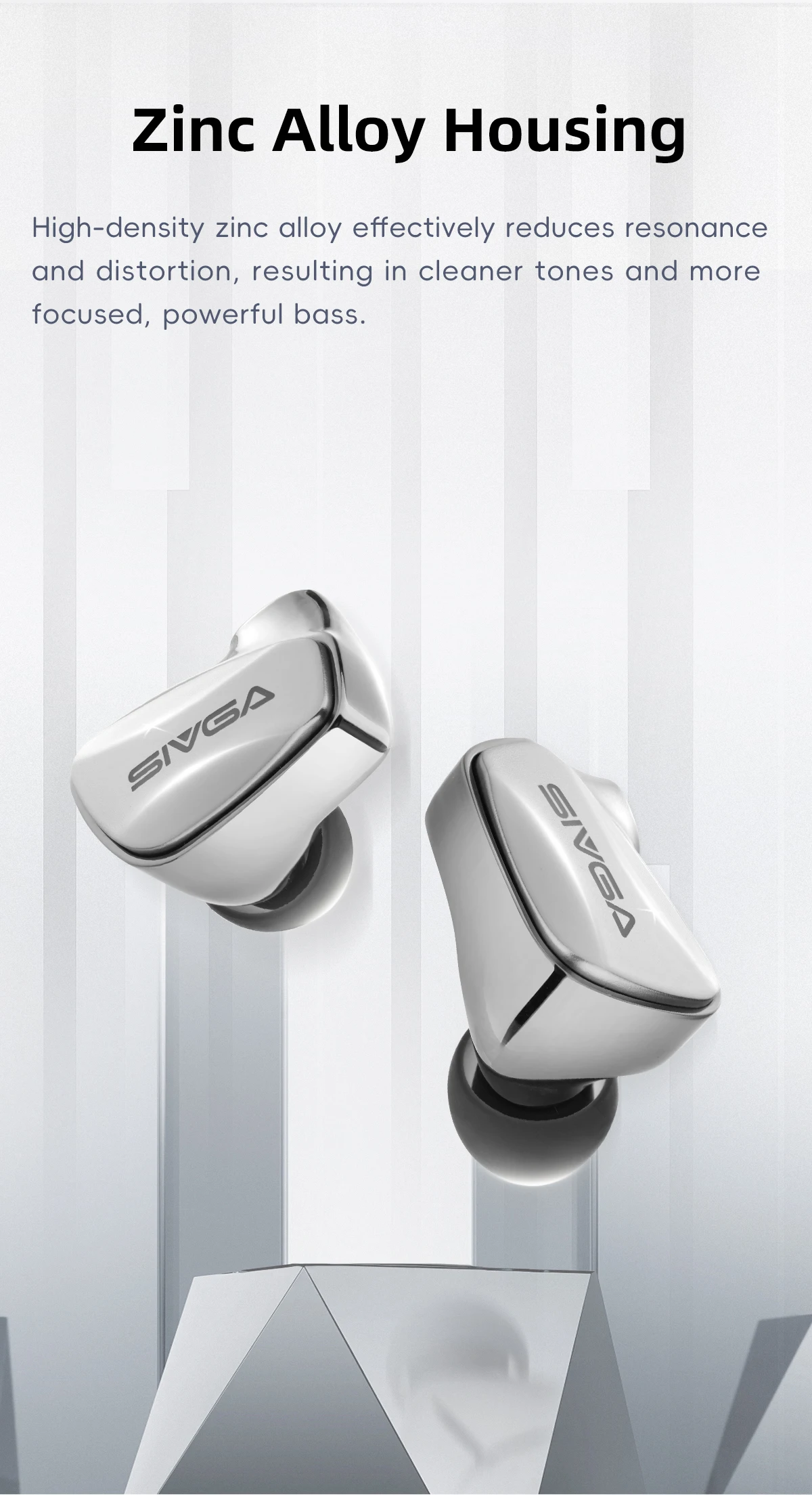 SIVGA SM100 10-mm-In-Ear-Kopfhörer mit dynamischem Dual-Chamber-Treiber, kabelgebunden, 0,78 mm, 2-poliges, abnehmbares Kabel mit Mikrofon für Musik/Gaming – Detail 5