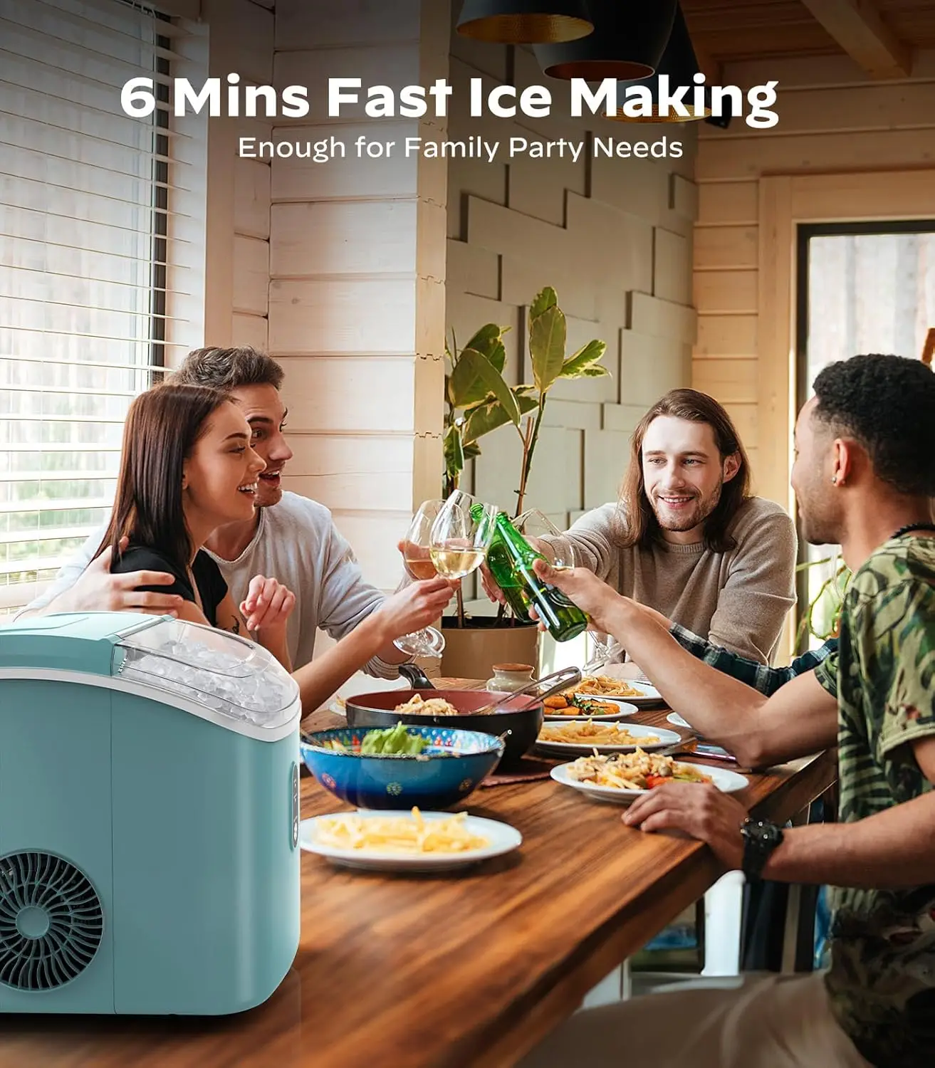 Nugget Countertop Ice Maker, Máquina de gelo mastigável Silon portátil com função de auto-limpeza, 33lbs/24H