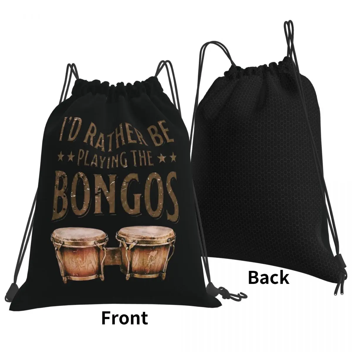 

I'd Rather Be Playing The Bongos Bongo Drums Backpacks Casual Drawstring Bags Sports Bag Book Bags for Travel Students