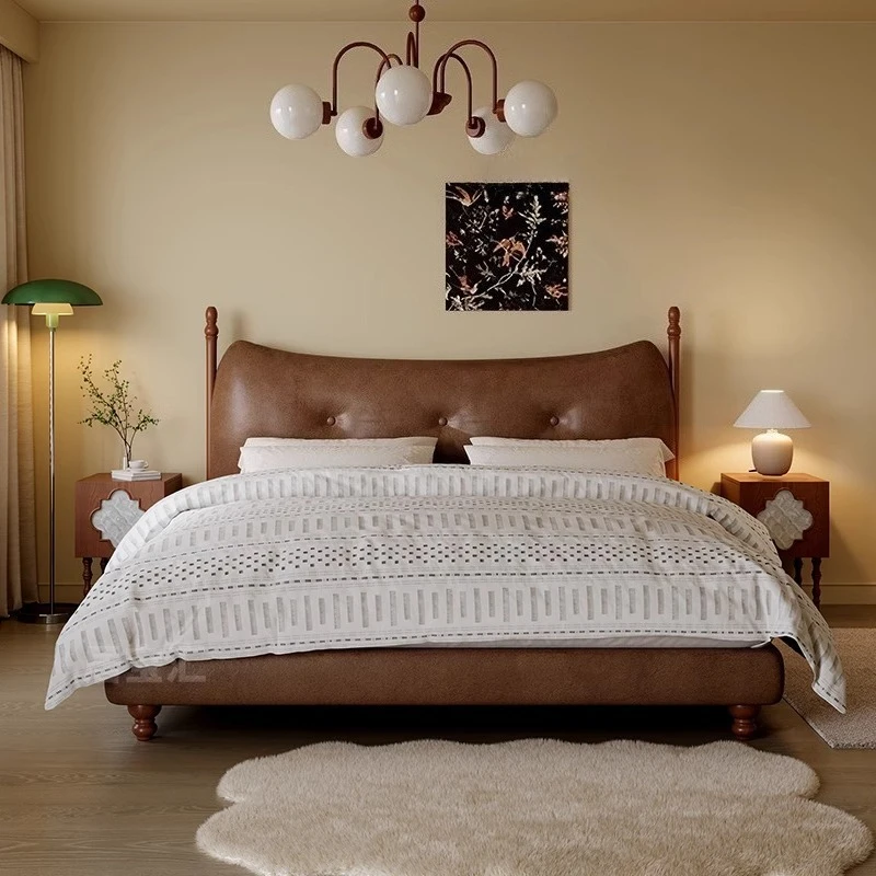 

Medieval leather solid wood bed