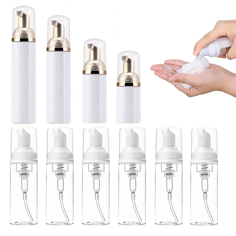 20 piezas botellas con bomba de espuma, 30-100ml, Mini botellas vacías de plástico para champú de viaje, dispensador transparente, botellas portátiles de espuma de jabón instantáneo