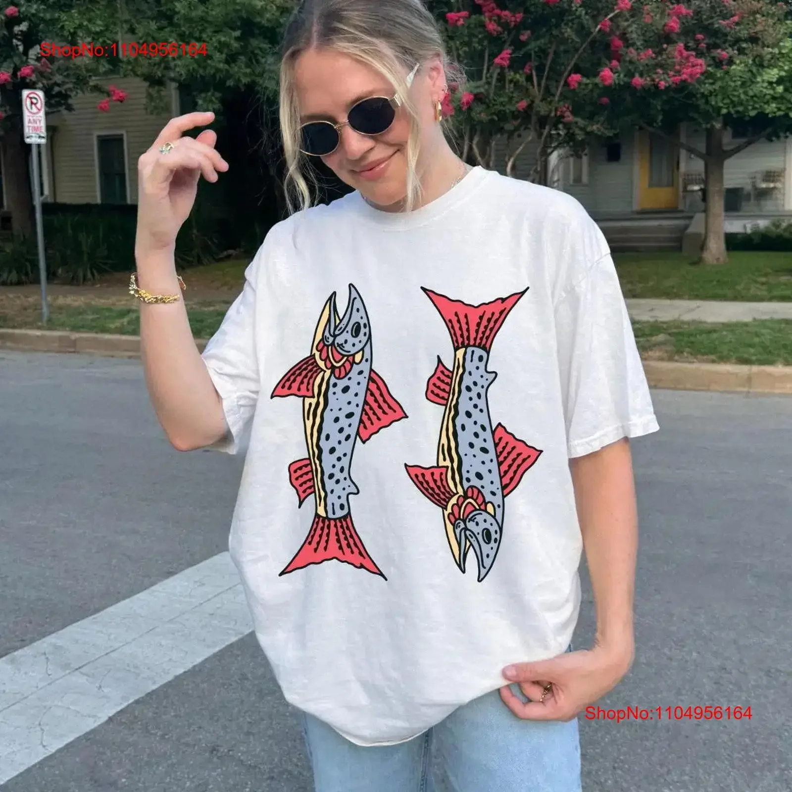 

Vintage Fish Tattoo Style Comfort Color T Shirt Retro Fisher Salmon For Men Bass s Ocean vintage Washed streetwear fashion