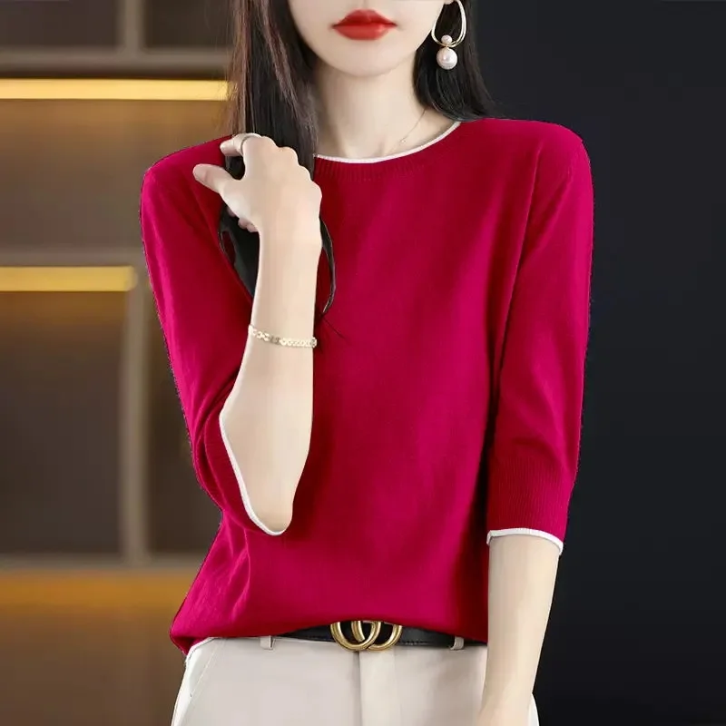 Womens Sweaters Spring Autumn O-neck Knitted Pullovers Loose Bottoming Shirt Cashmere Fashion Jumper Shirt Pull Femme