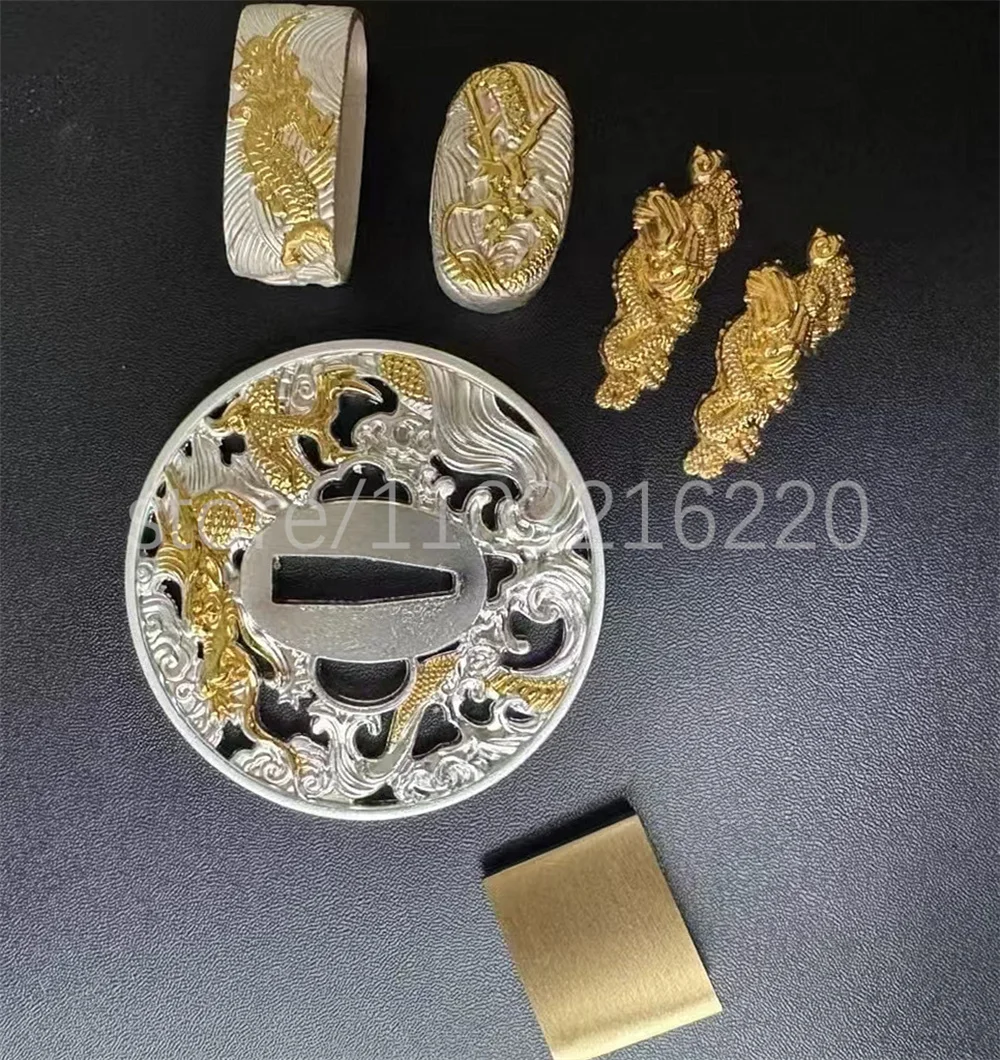 Nice Zinc Alloy Tsuba Handguard Guard Fuchi Kashira Menuki Brass Habaki For Real Japanese Japan Samruai Katana Sword Fittings