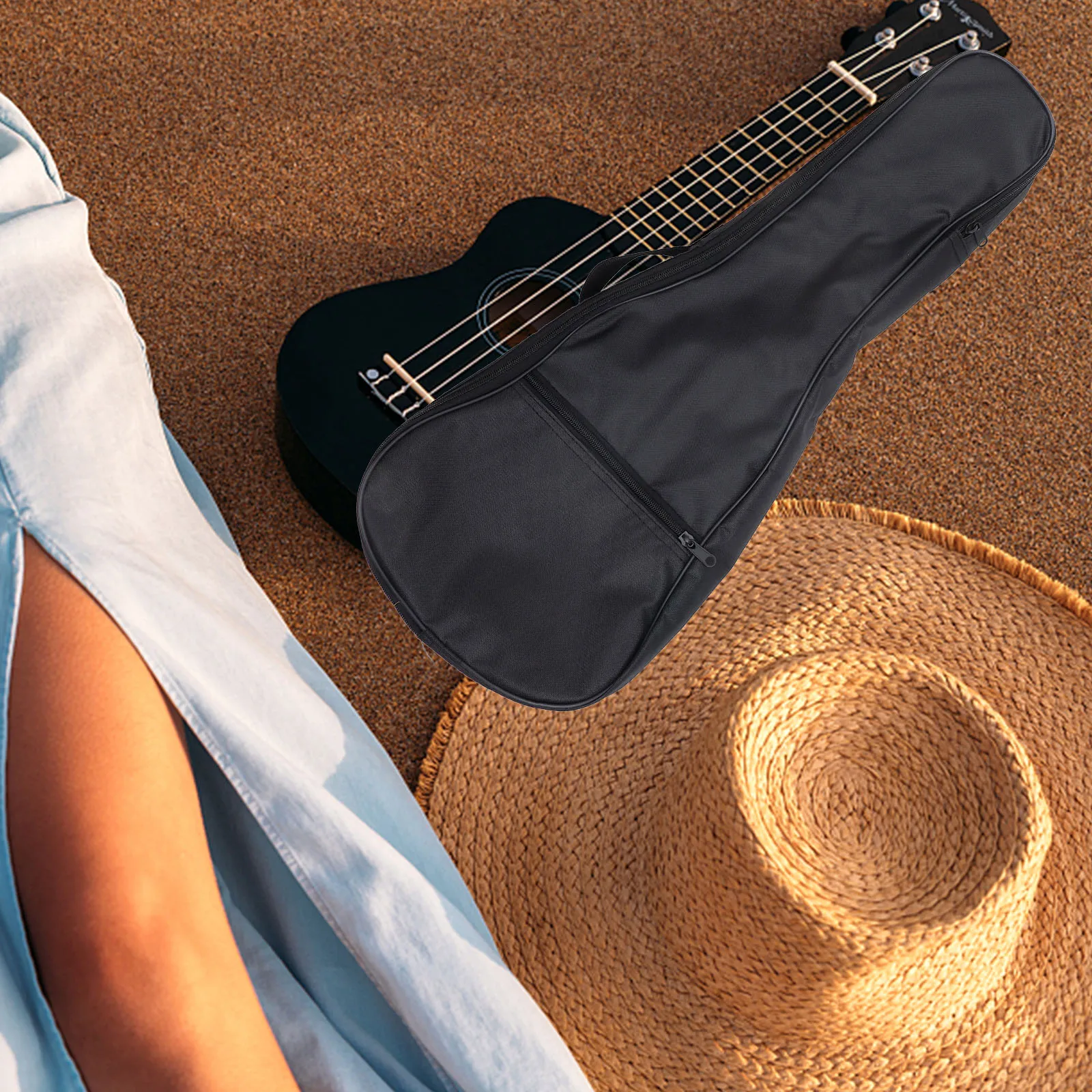 

23 Inch Ukulele Bag Thickened Padded Storage Carry Case Lightweight Portable Musical Instrument Organizer for Mandolin Guitar