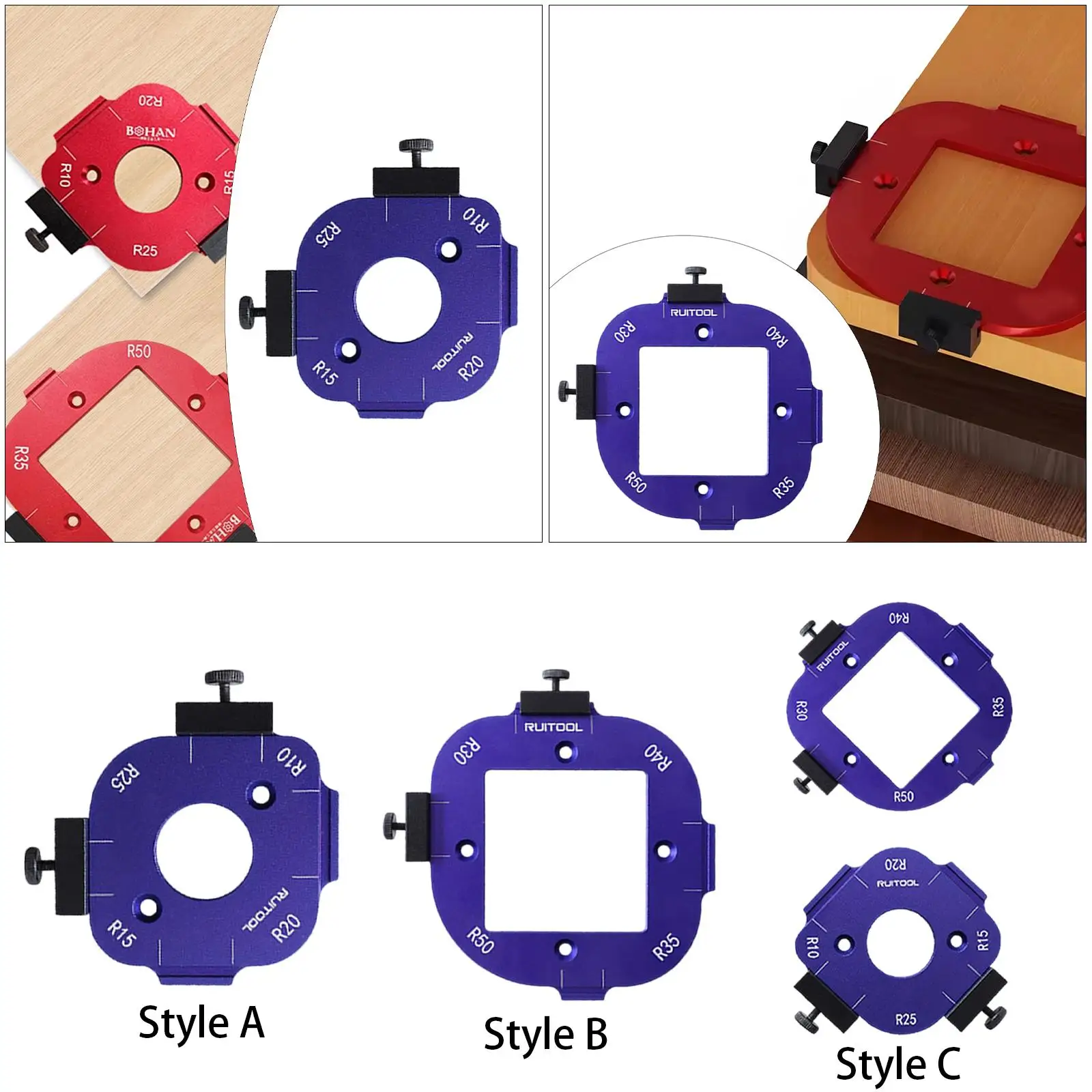 ARC Angle Positioning Template, ARC Cutting Auxiliary Tool ,5 in 1 ,Premium, Router Table Corner Radius Jig