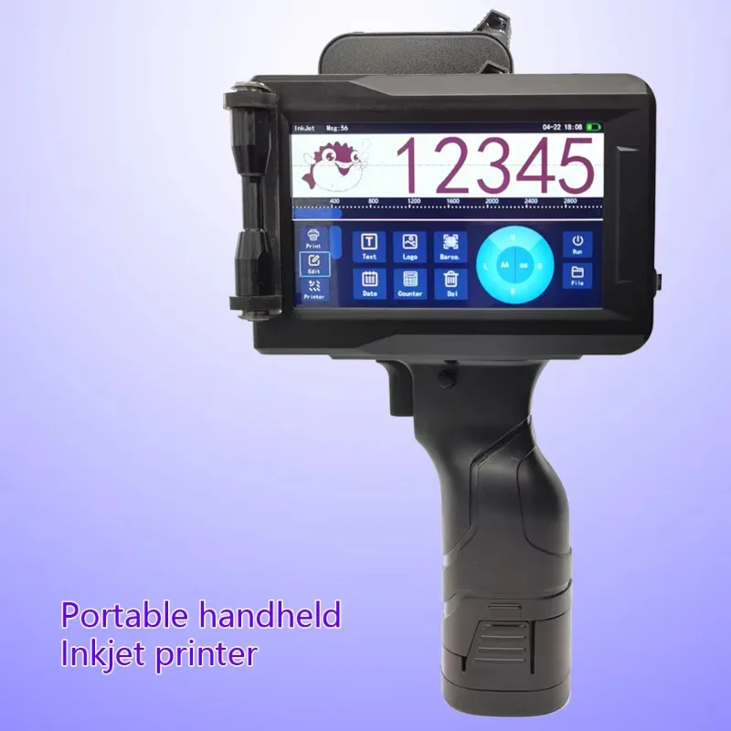 New Industrial Dual‑Nozzle Handheld Inkjet Printer 50mm High‑Resolution Touch Screen HP Coding for Date Batch Marking