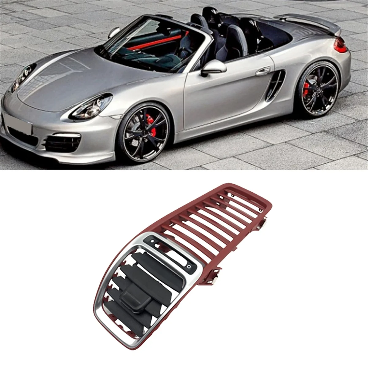 Auto Dashboard Airconditioner Outlet Vent Grille Cover Panel 98155213100   voor Porsche BOXSTER CAYMAN 981 2012-2016 Rood