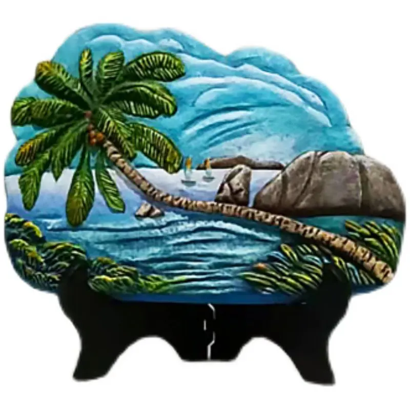 Painted relief coconut style handicrafts ornaments home art decorative painting souvenirs