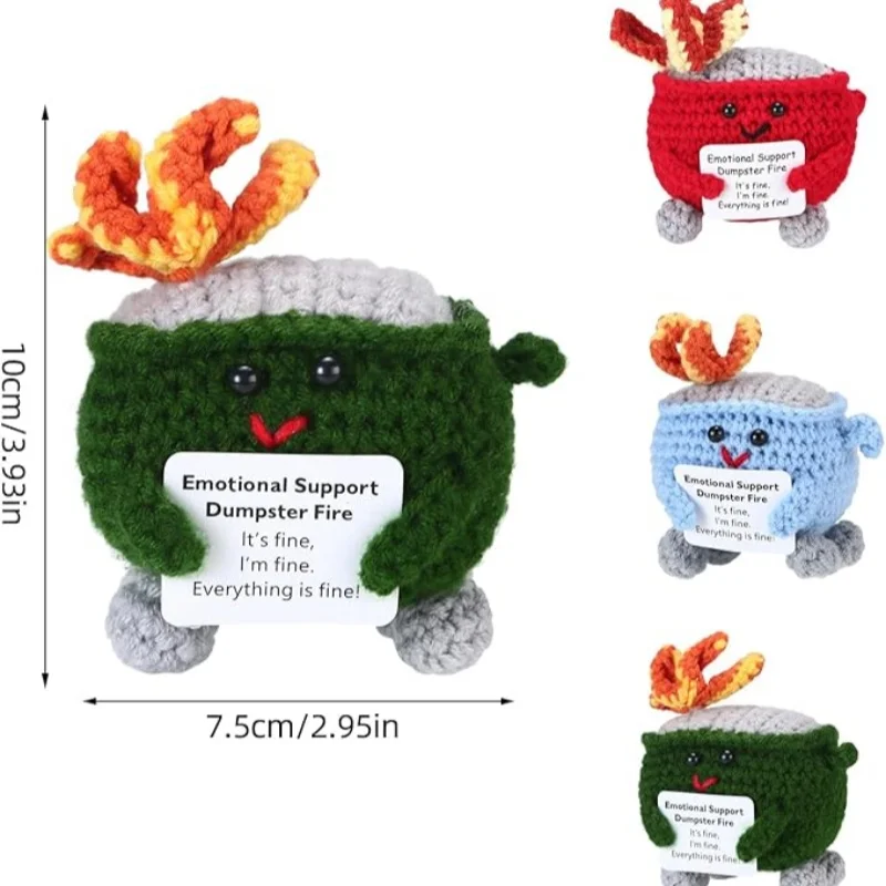 Handmade Crochet Dumpster Fire Doll, Christmas Knitting Toy Ornaments Crochet Gift Desk Decor Birthdays Gift for Women