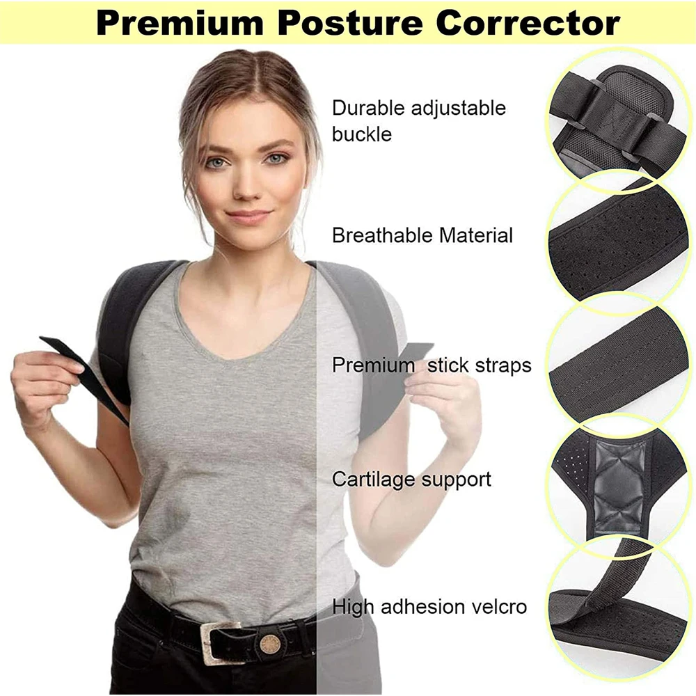 Posture Corrector Back Brace, Comfortable Posture Trainer for Spinal Alignment and Posture Support, Adjustable Back Straightener