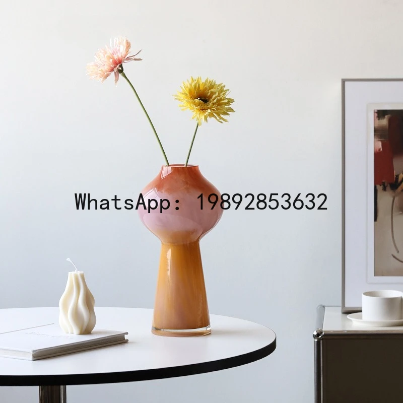 

x17Glass Vase Gourd Colored Gradient Glass Bottle Hydroponic Flower Arrangement Terrarium Flower Vase Home Decoration