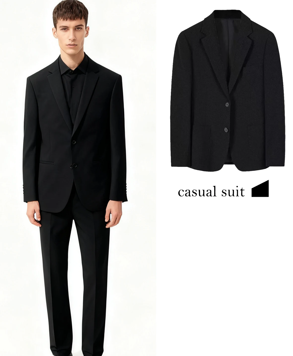 

FWRD Мужской повседневный приталенный стильный повседневный деловой черный костюм Мужской черный офисный костюм Стильный и универсальный черный костюм # FWRD0120