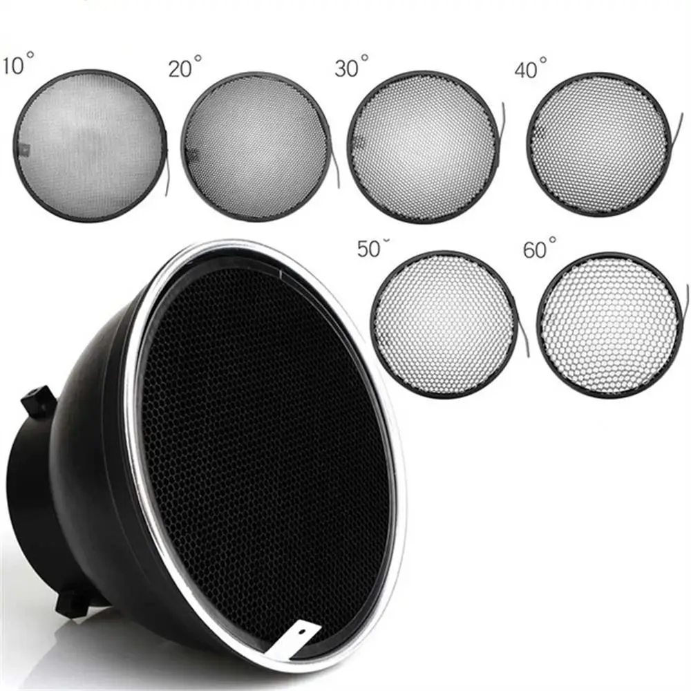 

10/20/30/40/50/60 Degree Honeycomb Grid Reflector Dish Lamp Shade Standard Reflector Diffuser 7inch 18cm Portrait Reflector Grid