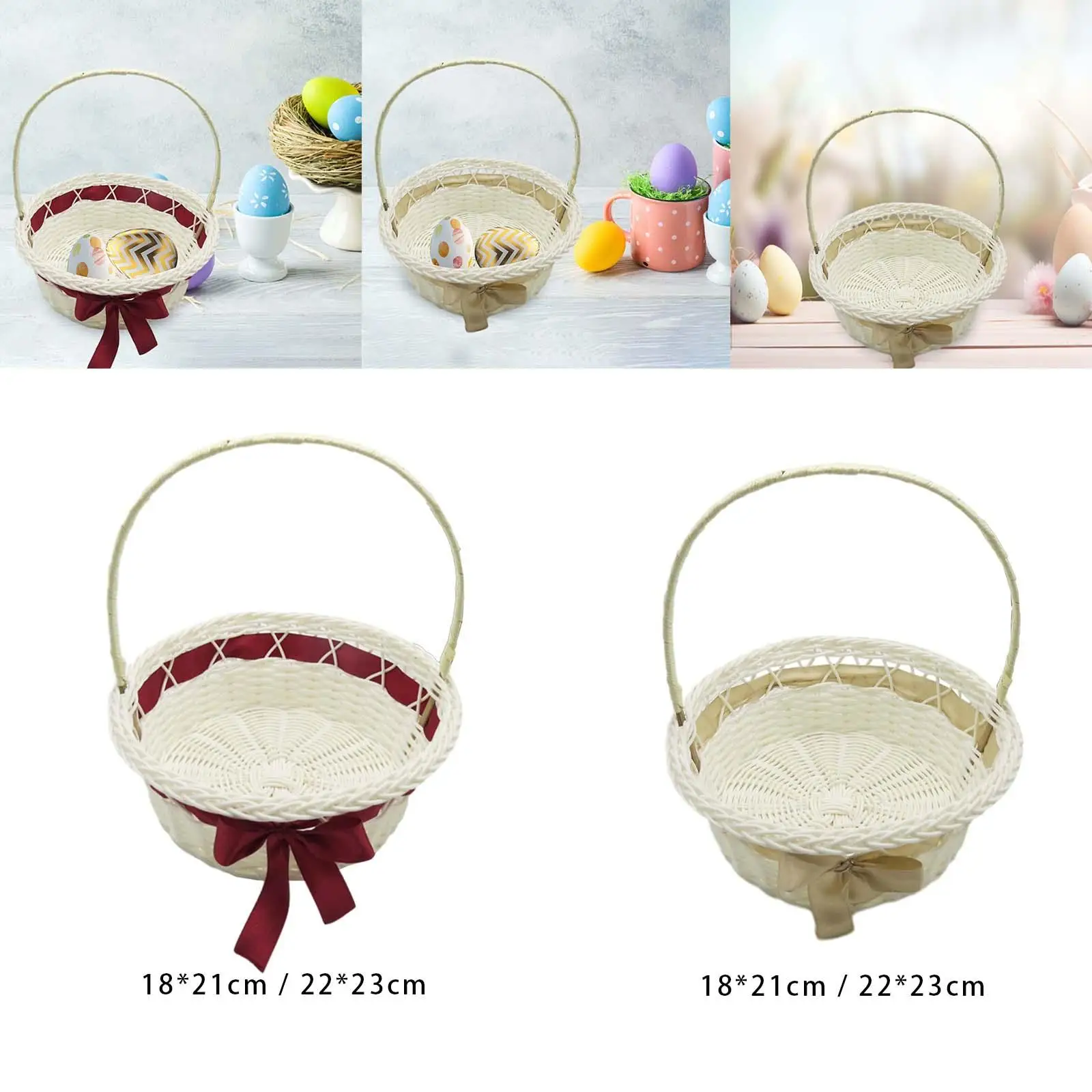 Wedding Basket Flower Girl Basket Storage Basket Easter Candy Basket Imitation Rattan Basket for Holiday Event Banquet Easter