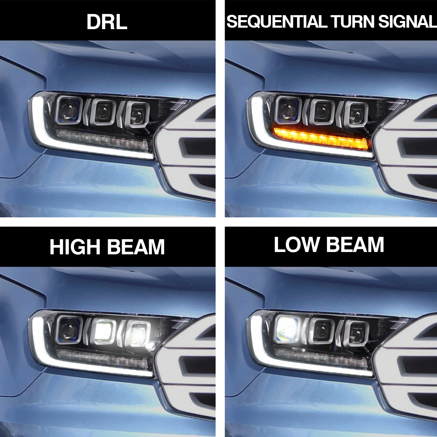 フォード・エベレスト（2015-2020）用ヘッドライト、フォード・レンジャー用3プロジェクターフルLEDフロントランプ工場