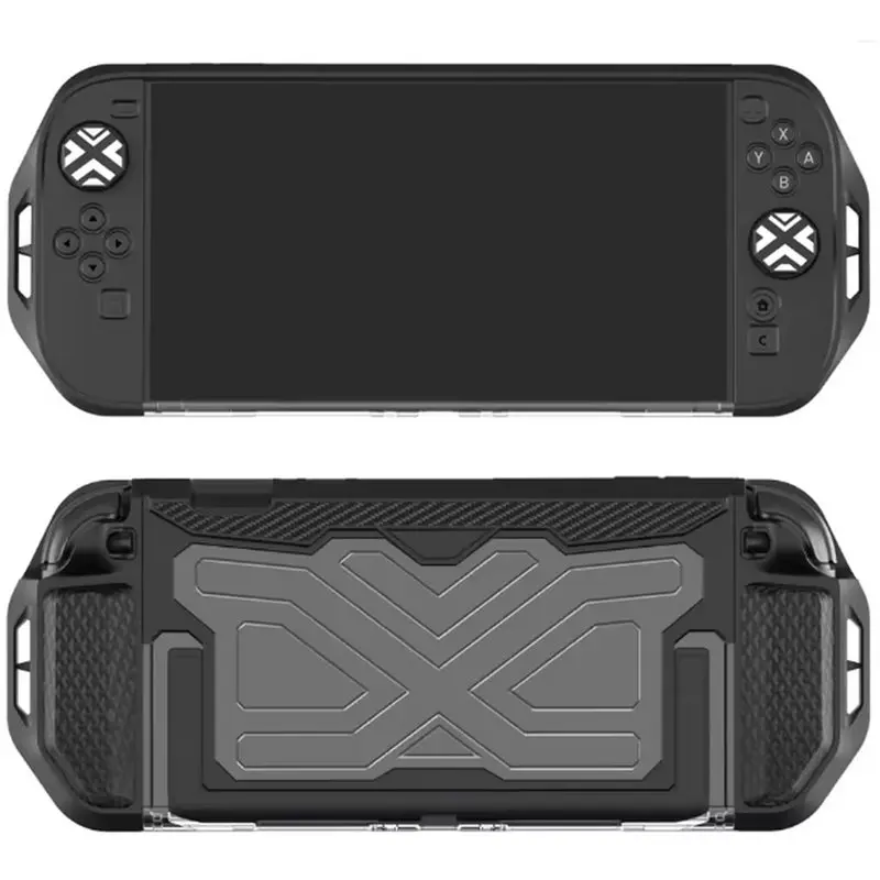 DTB7 For Switch 2 Case Dockable Integrated Cover TPU+PC Protective Shell, Split Mechanism Handle with Carbon Fiber Pattern, NS2