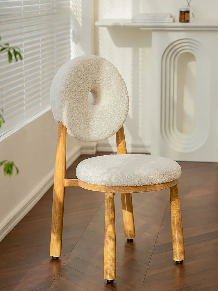 

Doughnut Dining Chairs Teddy Velvet Luxury Design Living Room Sofa Chair Home Furniture With Backrest Bedroom Makeup Chair Stool