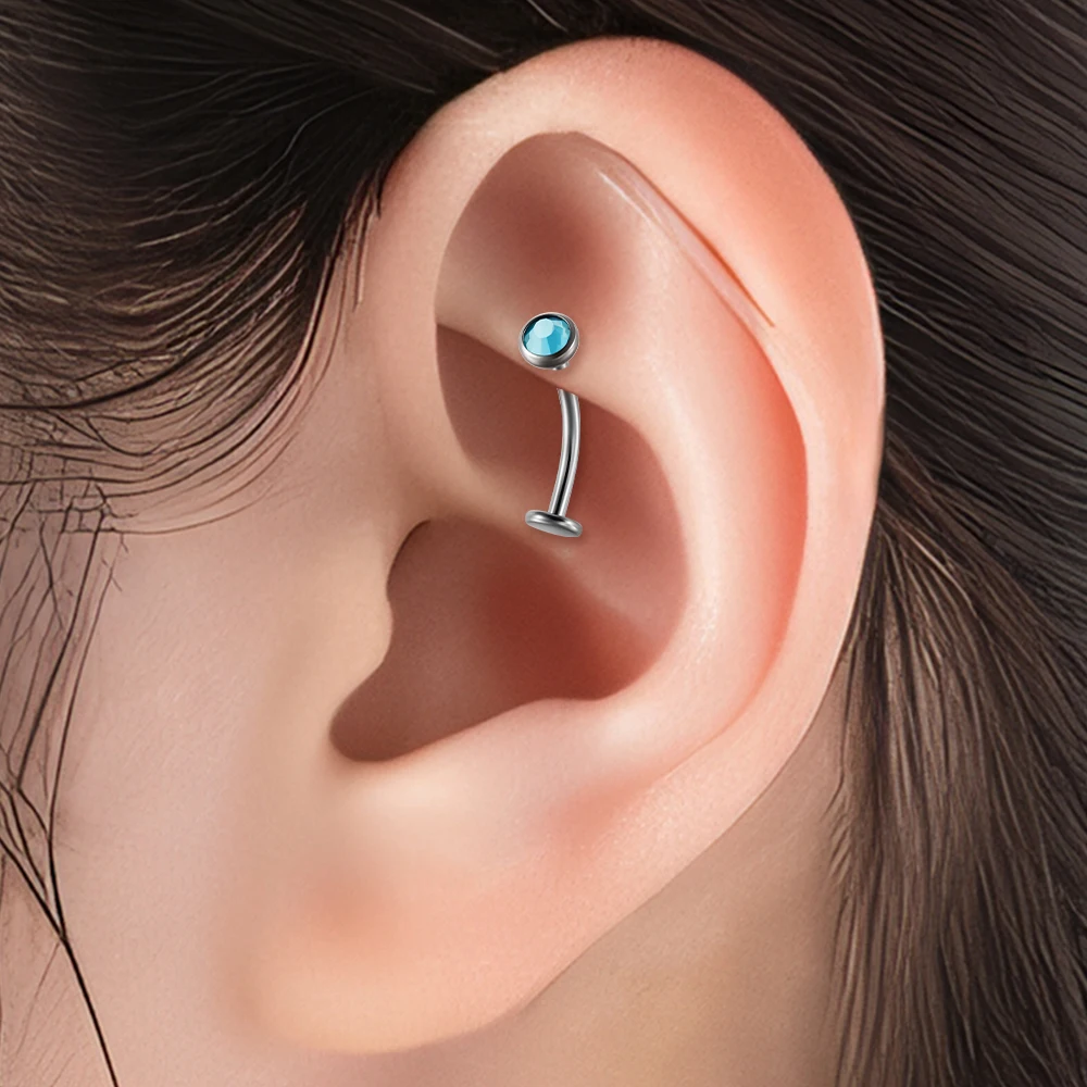 1PC G23 Titanium Fashion Opal Floating Belly Button Ring Opal Earring AB Cz Ear Cartilage Tragus Daith Piercing Body Jewelry