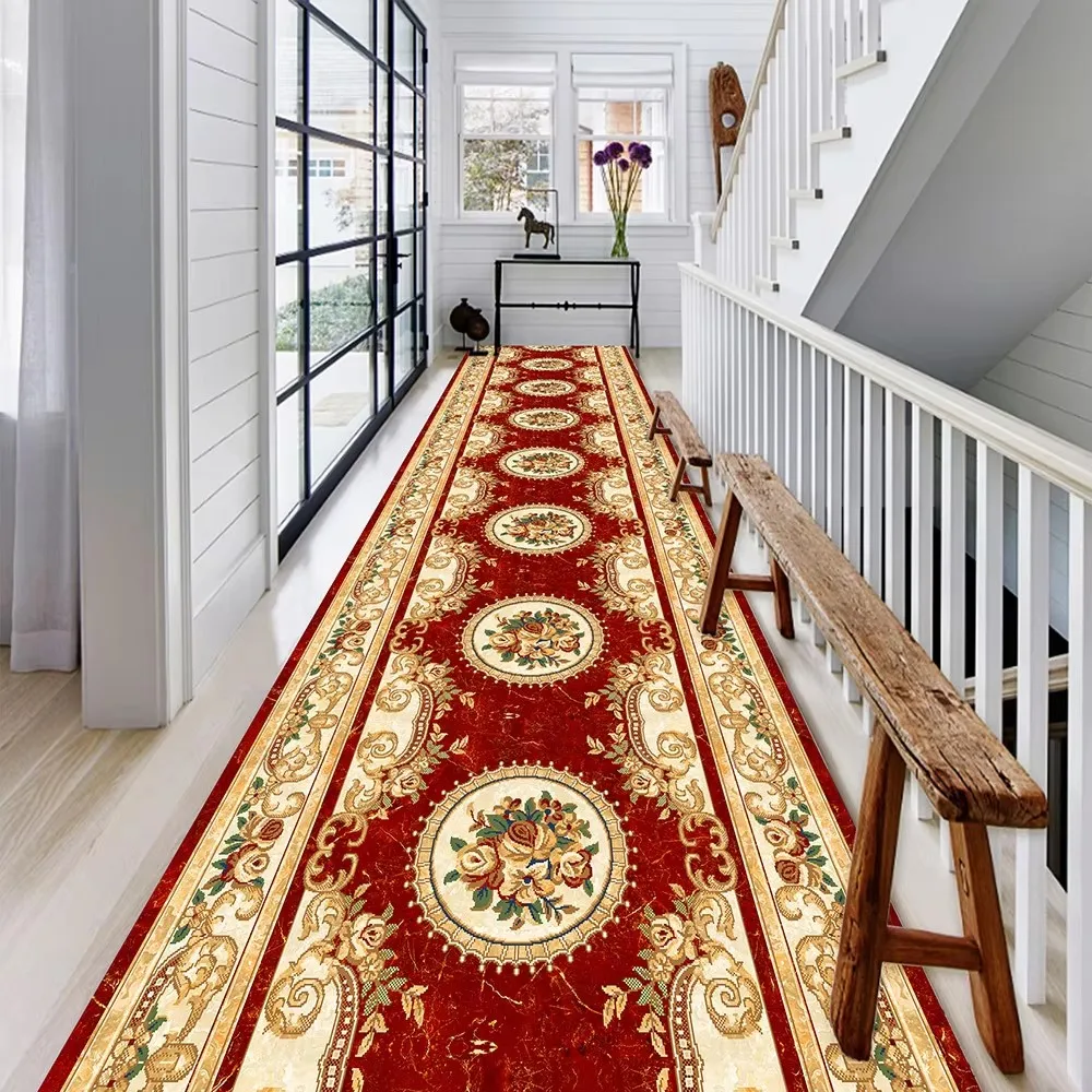 

Hallway Carpet Runway Long Rug Machine Washable Folding Non-slip Floor Mat Spring Flower Home Decoration Rugs for Living Room