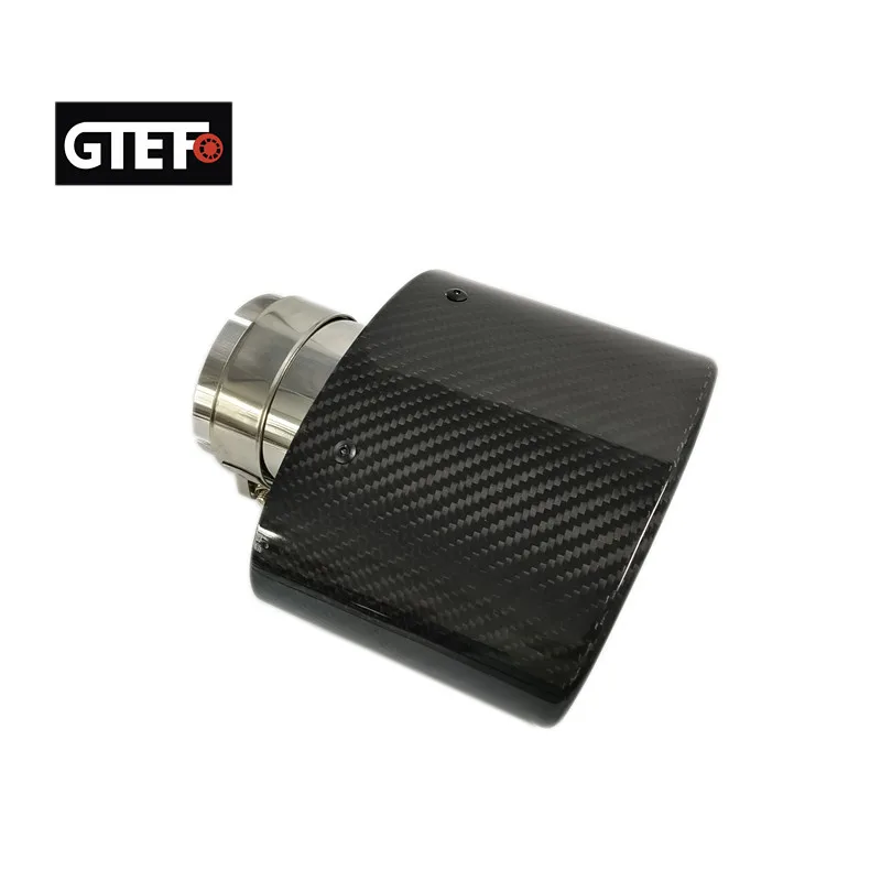 GTEFO 1 PCS Car Accessories Glossy Oval 150mm Carbon Fiber Stainless Steel Exhaust Tips Exhaust Pipe System Muffler Nozzle