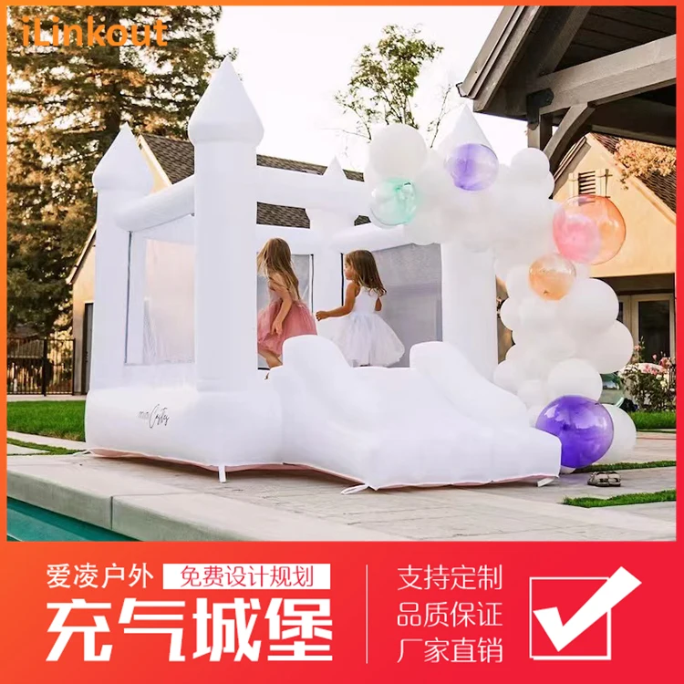 Indoor white children inflatable home castle small European and American birthday party wedding trampoline trampoline toy