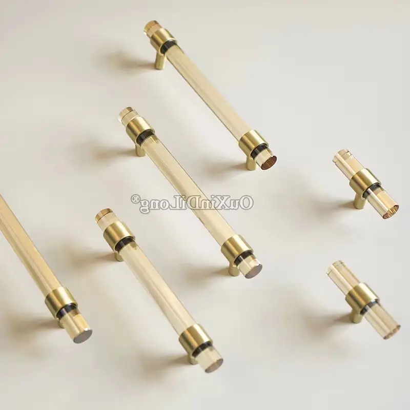 NEW 10PCS French Champagne Brass+Crystal Furniture Handles Drawer Pulls Cupboard Wardrobe Kitchen TV Wine Cabinet Pulls Knobs