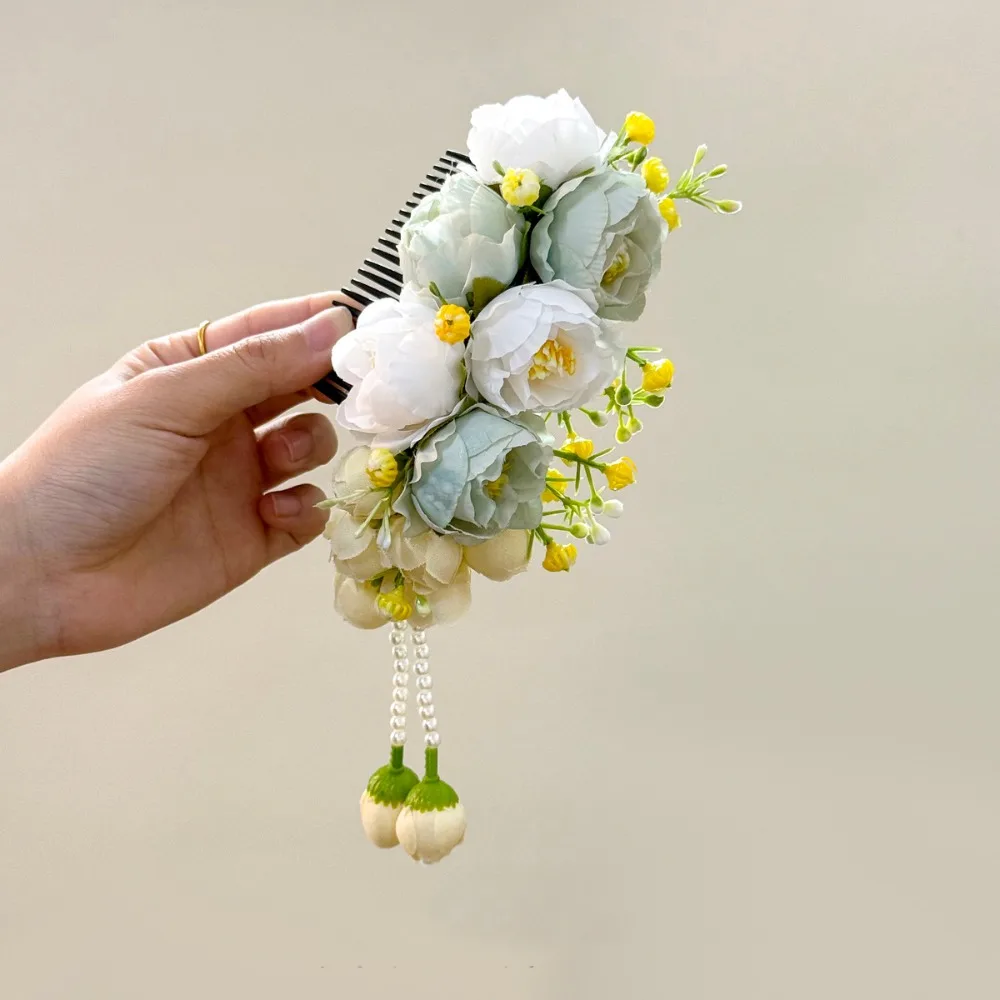 

Elegant Sweet Flower Hair Comb Tassel Bohemian Thai Hair Accessories Hair Clip Pearl Thailand Flower Hairpin Girls