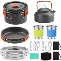 Hot Camping Cooking set Camping Cookware Travel Tableware Outdoor Picnic Set Teapot For 2-3 Peaple Non-stick pots assorted sets