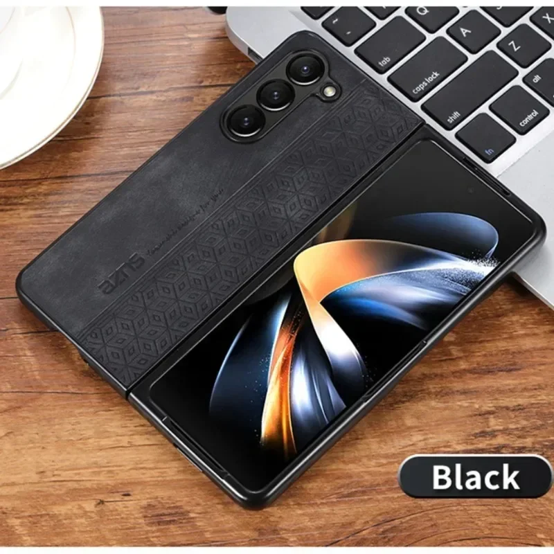 Elegante custodia pieghevole in pelle per Samsung Galaxy Z Fold 7 6 5 4 3 5G Custodia imbottita opaca anti-impronte sul retro
