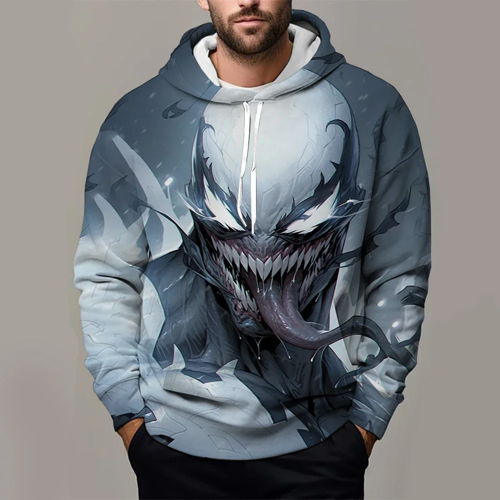 Venom Boys and Girls Hoodie MINISO Men's Hoodie 3D Printing New Style Pullover Marvel Men's Hoodie Oversized Men's Clothing