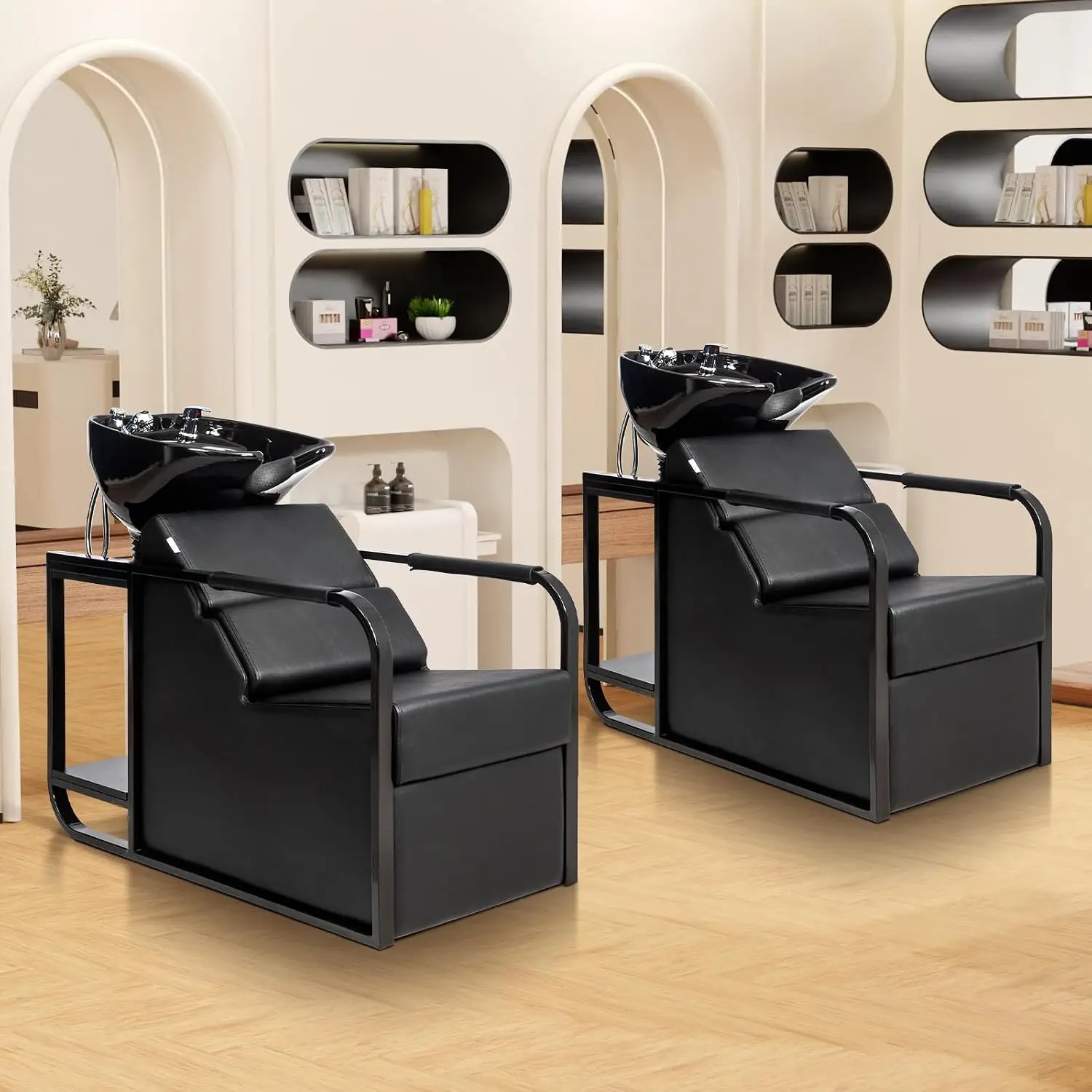 Shampoo Chair with Tilting Bowl & Shelf, Backwash Unit for Salon & Barbershop, Customized