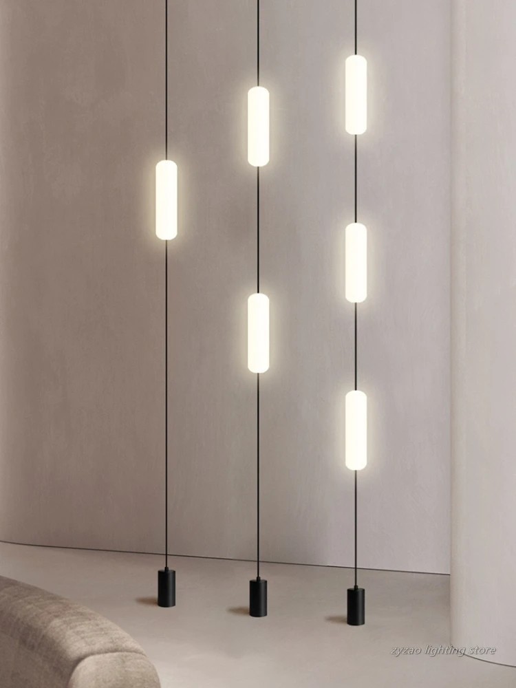 

Italy Design Bedroom Bedside lamp LED Floor Lamps Acrylic Long Line Light Modern Black Hotel Living Room Decor LED Floor Light
