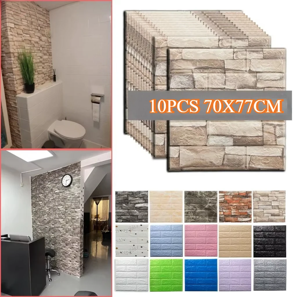 

5/10pcs Self-Adhesive 3D Wall Stickers Wallpaper Panel Home Decor Living Room Bedroom Decoration Bathroom Kitchen House Stickers