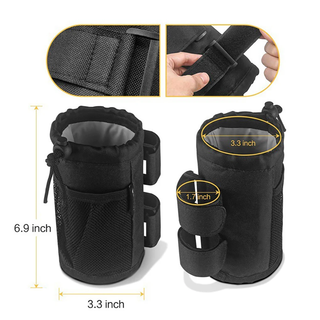 Bicycles Bottle Bag Mesh Pocket Compartments Bike Wheelchair Drink Holder Outdoor Portable Removable Biking Storage Pouch