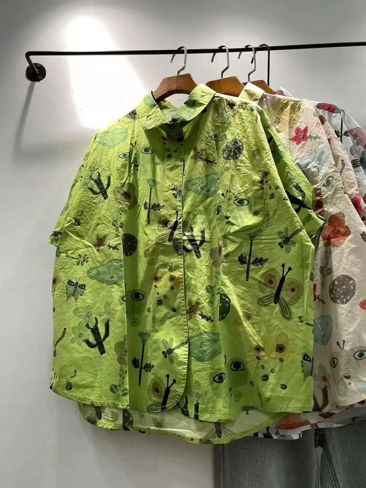 Bust 118cm harajuku fashion cartoon oversized shirts women blouses for women summer Japanese style short sleevet tops