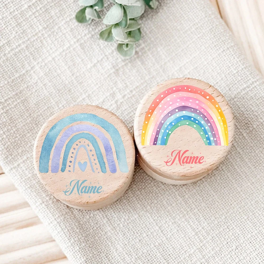 Personalized Rainbow Design Milk Teeth Storage Box Custom Name Tooth Fairy Box First Tooth Hair Keepsake Baptismal Birthday Gift