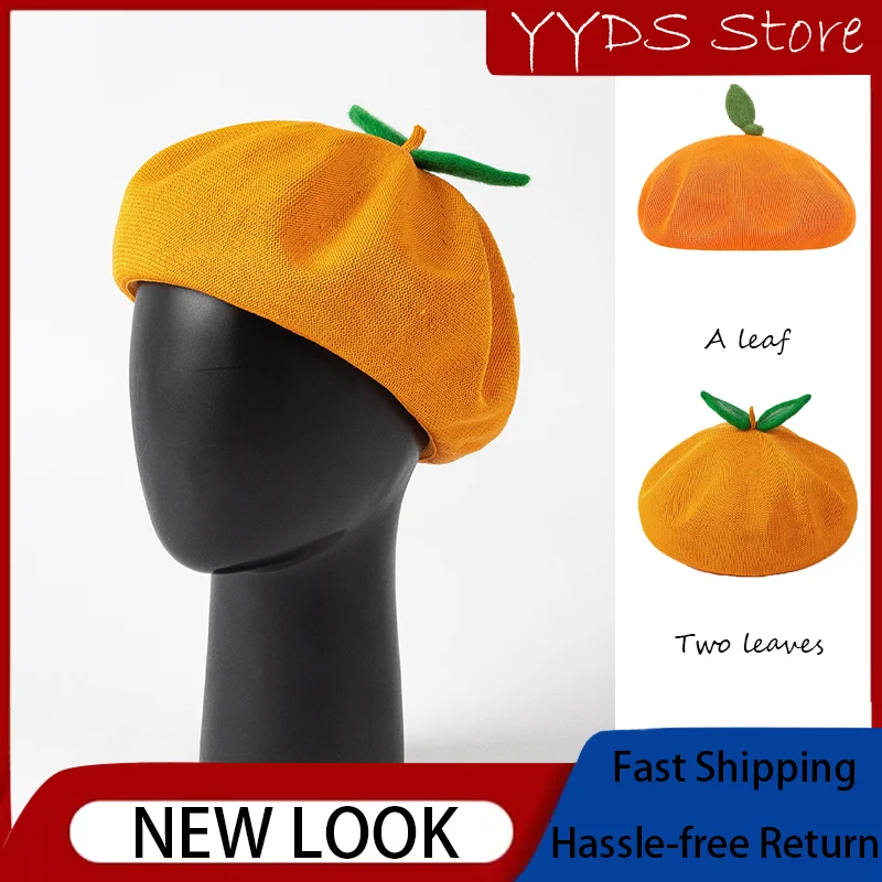 Women's & Kids' Summer Breathable Fruit Hat: Big Orange, Japanese Cute, Soft Girl Beret, Painter Cap, Versatile Fresh