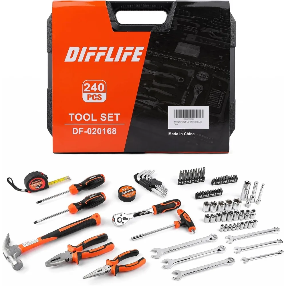 공구 세트 240피스 소켓 렌치 자동차 수리 공구 조합 패키지 혼합 공구 세트 플라스틱 공구함 포함