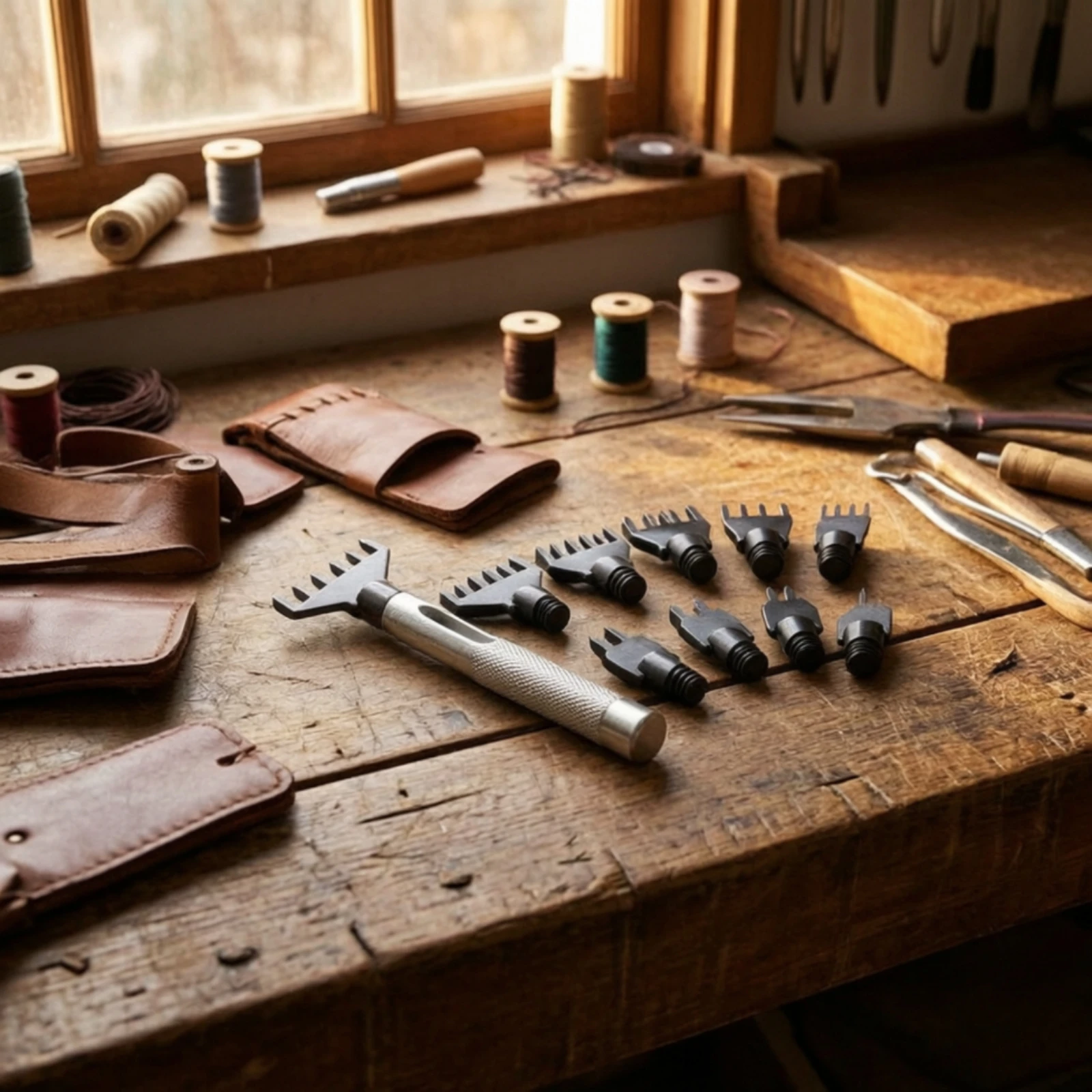 Leather Hole Punch Tool Set Multi-Tooth Interchangeable Hole Punch Tool Versatile Multifunctional for Leathercrafters