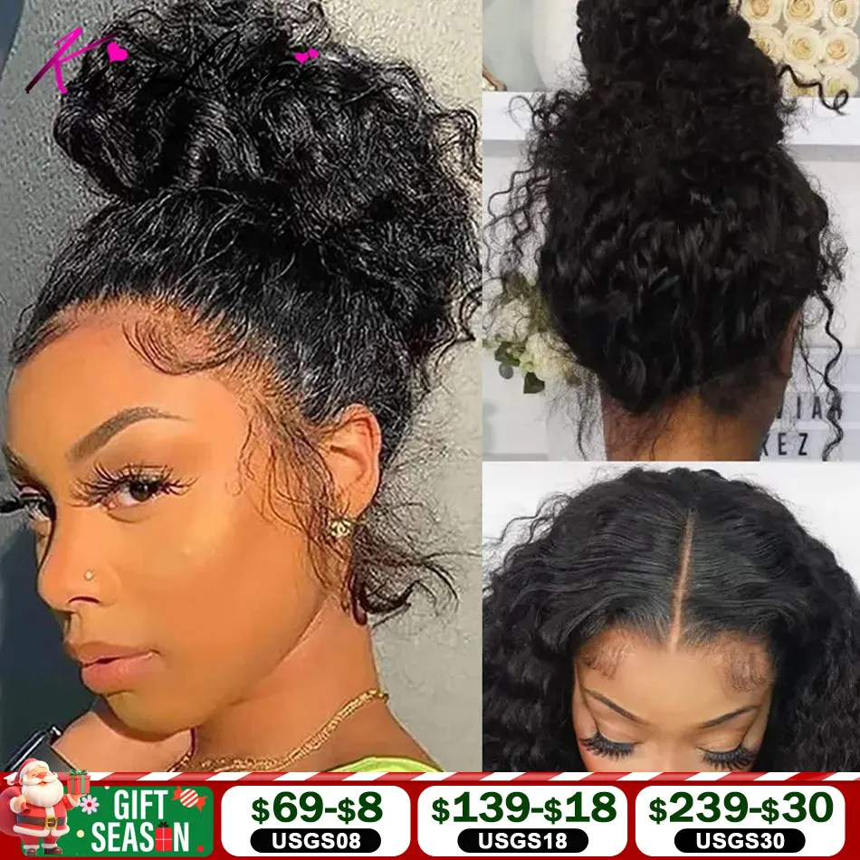 KissLove Invisi Strap Snug Fit 360 HD Transparent Lace Frontal Wig Pre Plucked Deep Wave Glueless Wigs Human Hair Ready To Go