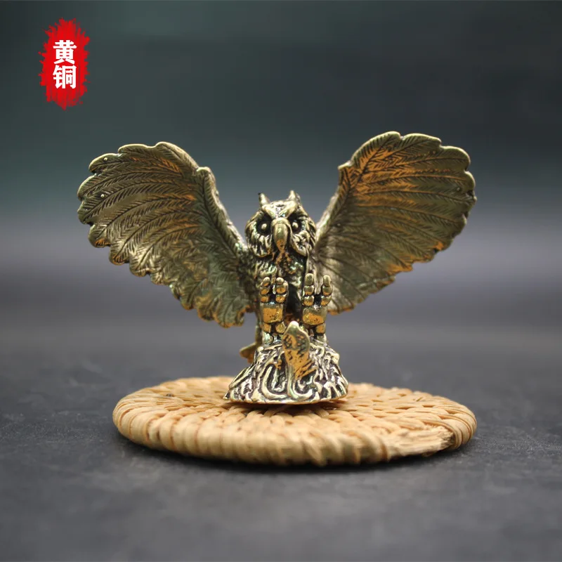 1/2Pcs owl wings creative desktop tea pet small ornament retro personalized small copper ware
