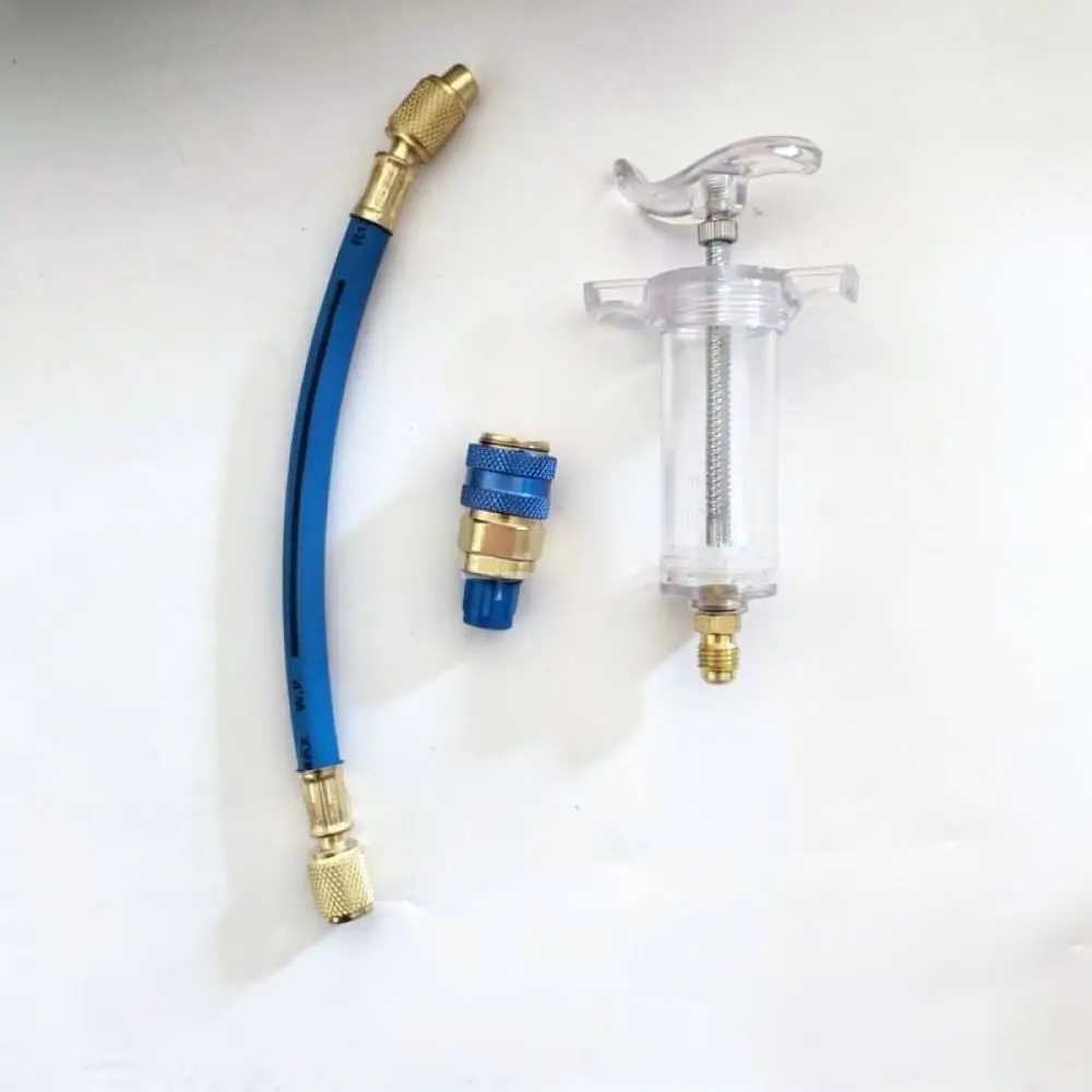 Car Air Conditioning Oil Injector Dispenser Tool For Refrigerant Fluorescent Leak Detection Maintenance Filler Hose