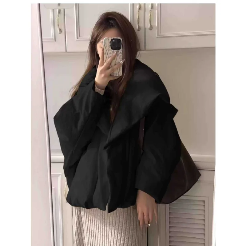 Women Winter New Loose Comfortable Sweet Zipper Pocket Casual Leisure Collar Fashion  Short Oceans Niche Design Sense Little Man