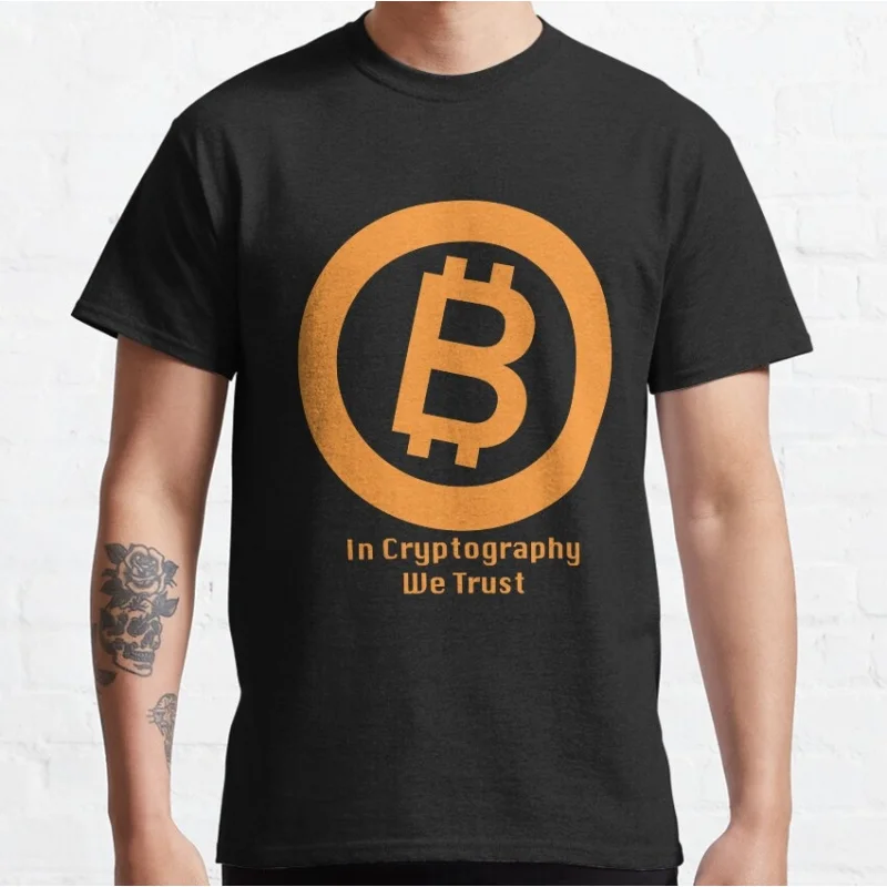 

In Cryptography We Trust Gift t shirt for Crypto Traders BTC Fan Bitcoin Symbol tee 100% cotton printed Graphic clothes S-6XL