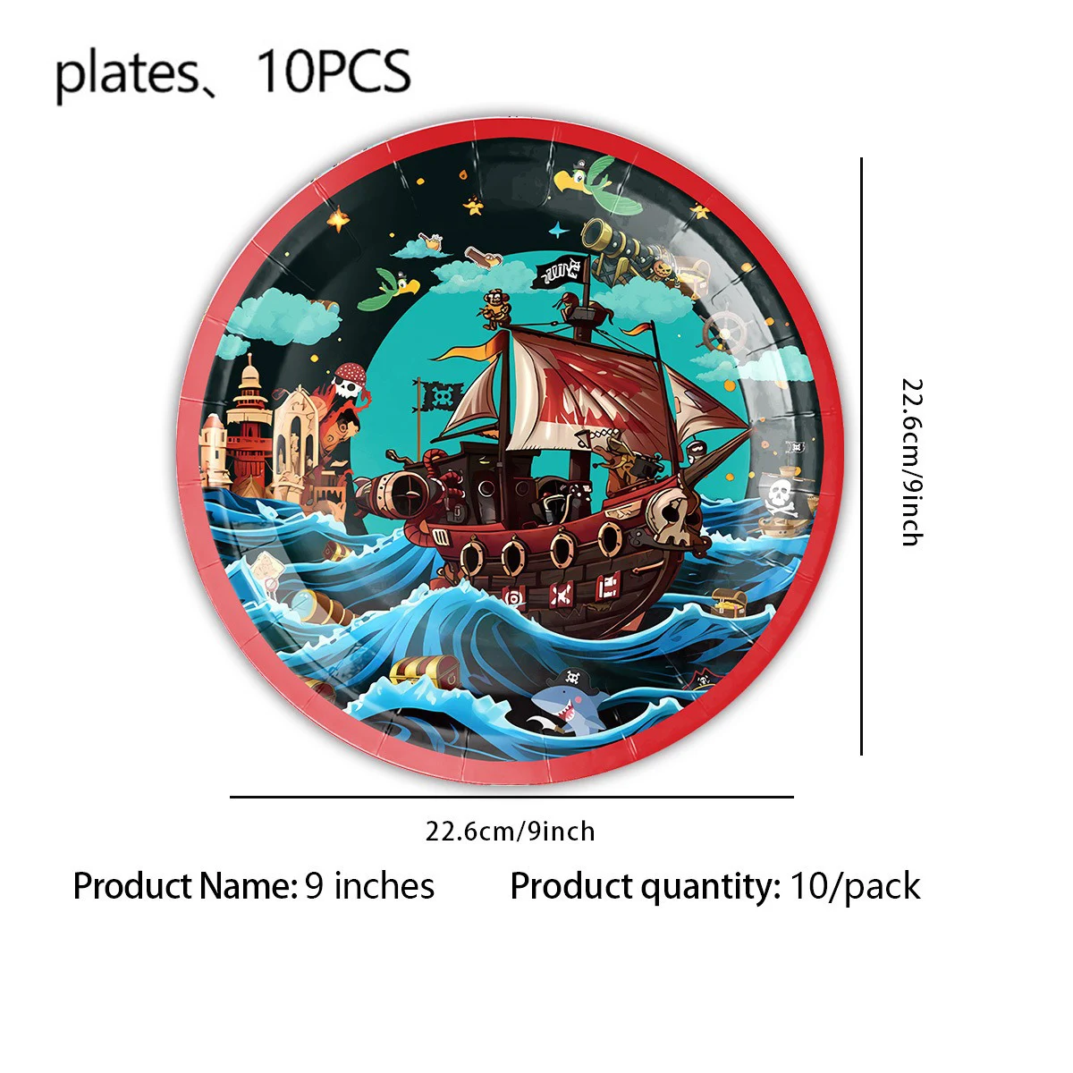 Pirate Themed Disposable Party Tableware Set Pirate Ship Treasure Hunt Adventure Party Decoration Supplies Baby Shower Supplie