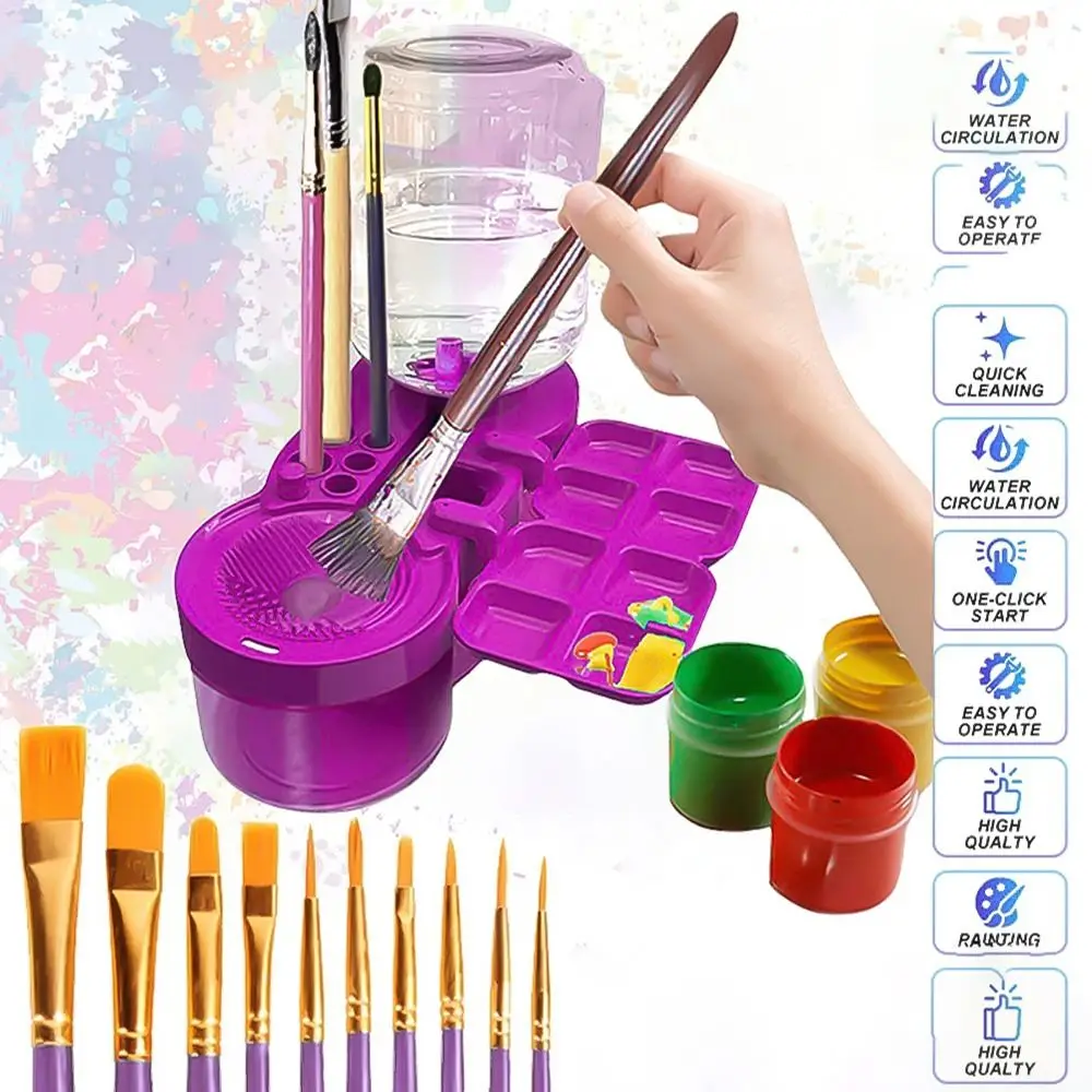 

Multi-functional Paint Brush Cleaner Detachable Convenient Painting Cleaning Supplies Large Capacity Durable Brush Washer Kids