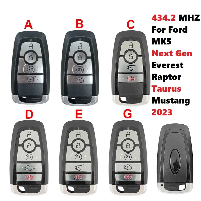 CN018098 434.2 MHZ Aftermarket Smart Key For Fords Next Gen Everest Raptor MK5 Taurus Mustang 2023 HITAG PRO 49 Chip  Keyless Go